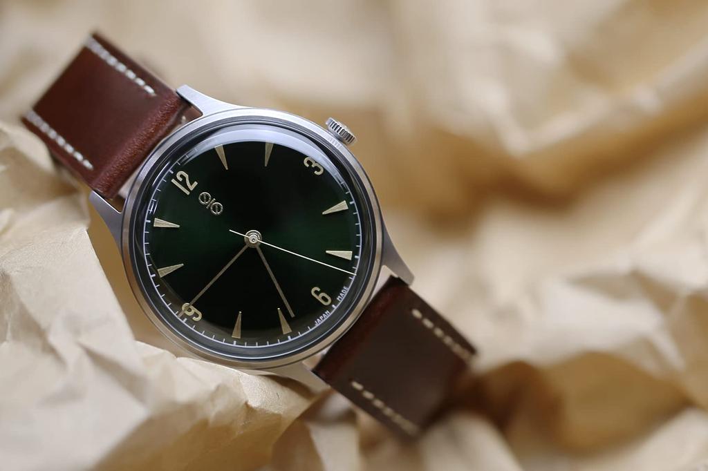 SIS Classic Sweep Hand Echtleder Grün Uhr, Sekunde, 1/4 Uhrwerk, Herrenuhr, Armband,