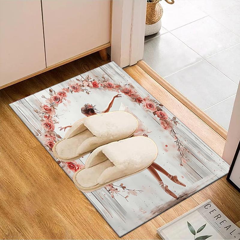 1PC Custom Name Dance Rose Garden Theme Floor Mat Ideal for Living Room, Game Rooms, Office, Bedroom,Floor Mat Playful Design
