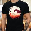 T-Shirt Men Girls with Horse Motif Cotton Size S To 5XL