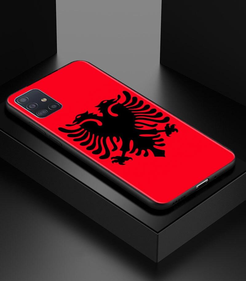 Albania Flag Bear Skeleton Phone Case for Samsung Galaxy A51 A71 A21S A12 A11 A31 A52 A41 A32 5G A72 A02S Silicon Back Cover