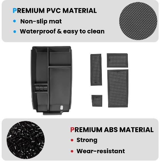 2PCS Center Console Organizer Compatible with -2026 Ford Bronco Sport/ -2026 Ford Escape Armrest Storage Tray ert Hidden Storage Box Interior