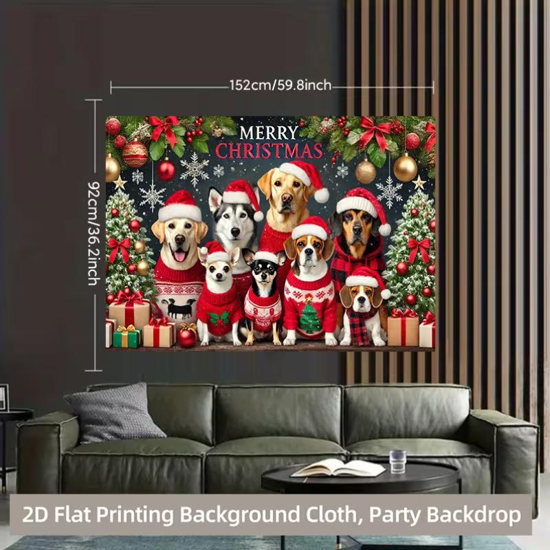 2D Christmas Ugly Sweater Dogs Backdrop Banner for Winter Holiday Supplies