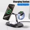 NEW Magnetic Wireless Charger Stand For iPhone 16 15 14 13 12 Pro Apple Watch 9 8 Airprods 3 In 1  Fast Charging Station