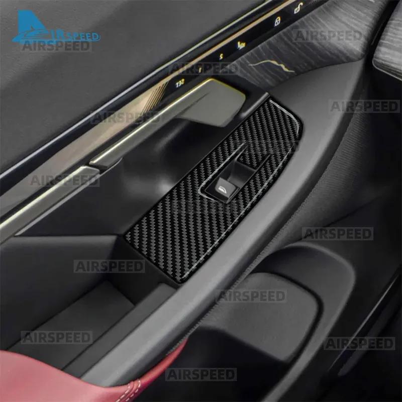 Real Carbon Fiber  Car Window Switch Panel Sticker LHD RHD Trim For BMW 5 Series i5 G60 G61 G68 2024 2025