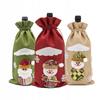 Christmas Bag for a Bottle Gift Santa Claus Snowman Linen Bag FOR CHRISTMAS