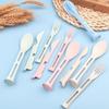 3PCS Wheat Straw Cutlery, Reusable Utensils Set Portable Travel 3 in 1 Spoon Fork Knife Tableware, Eco-Friendly, BPA Free, Flatware for Kids Adults,