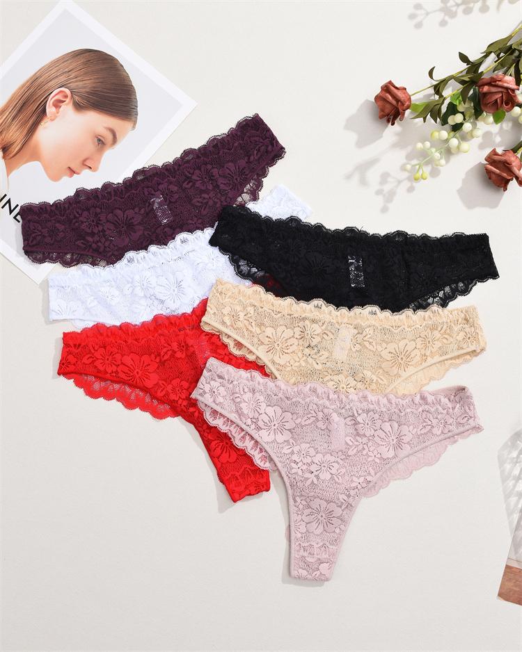 2Pcs Lace Butterfly Print Women's Underwear Sexy Hollow Out Thongs Trendy Breathable Panties Lady Perspective G-String Lingerie