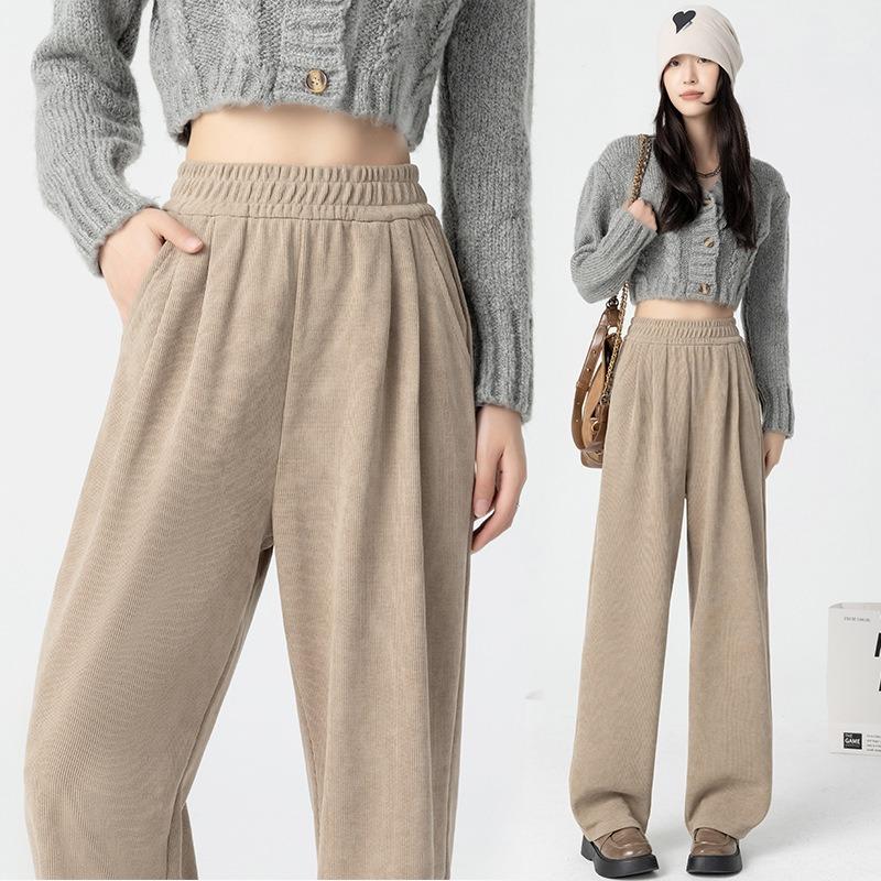 Maillard women's straight-leg sweatpants autumn and winter new high-waisted loose casual pants velvet wide-leg pants