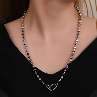 Women's Hip Hop Style Silver Chunky Stainless Steel Clavicle Necklace - Trendy Autumn/Winter Accessory