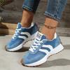 Women's Retro Platform Sneakers Two-Tone Lace-Up Casual Shoes with Gum Sole Striped Detail