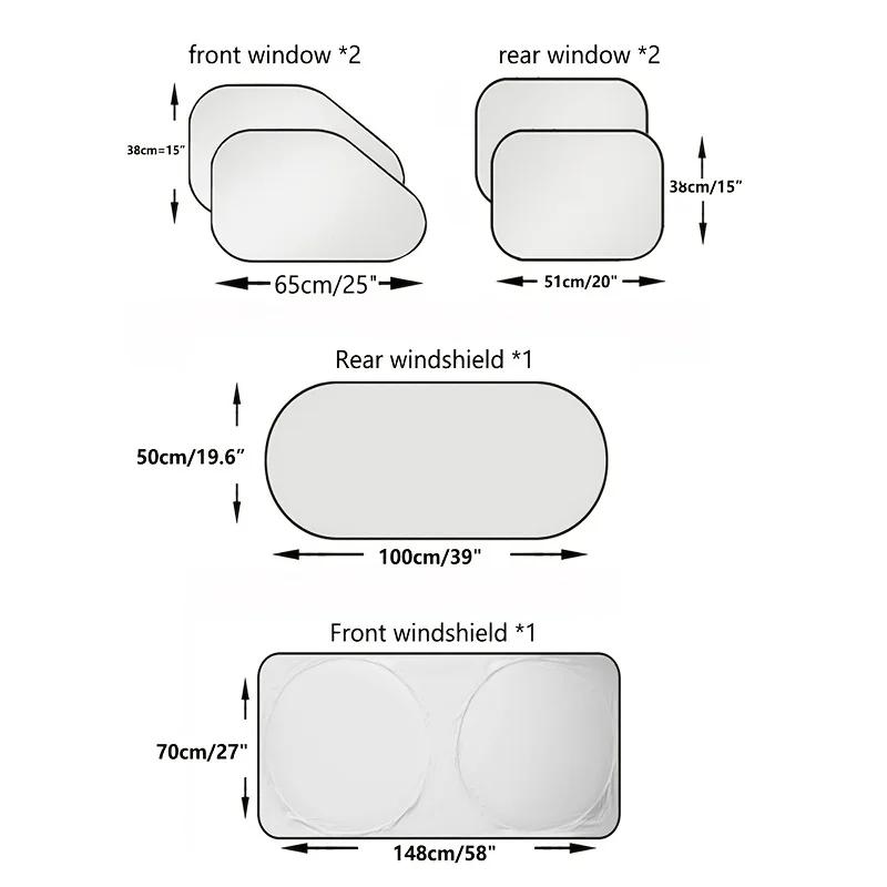 

6 шт./компл. солнцезащитный козырек на лобовое стекло автомобиля для защиты боковых окон от солнечных УФ-лучей и тепла, с сумкой для хранения, солнцезащитный козырек для окон