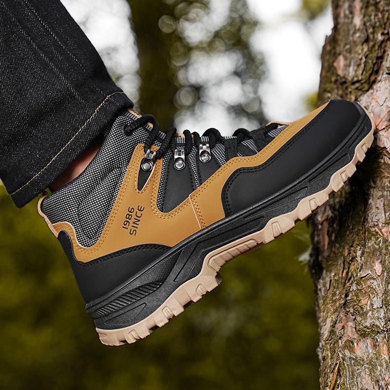 Wanderschuhe Herbst und Winter Rutschfeste Outdoor-Stiefel Herrenmode Lässige Weichsohlen-High-Top-Stiefel Tooling-Stiefel Wüstenstiefel