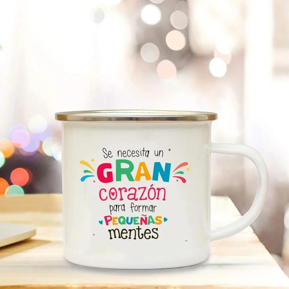Emailletassen Kaffee Es braucht ein großes Herz, um kleine Geister zu formen Spanien Emaillebecher Teetasse Becher Bier Ungewöhnliche Becher Trinkgeschirr