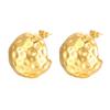 Premium Sense Hollow Beating Pattern Semicircular Spherical Stainless Steel Earrings Light Luxury Women's Trend Plated 18K Earrings