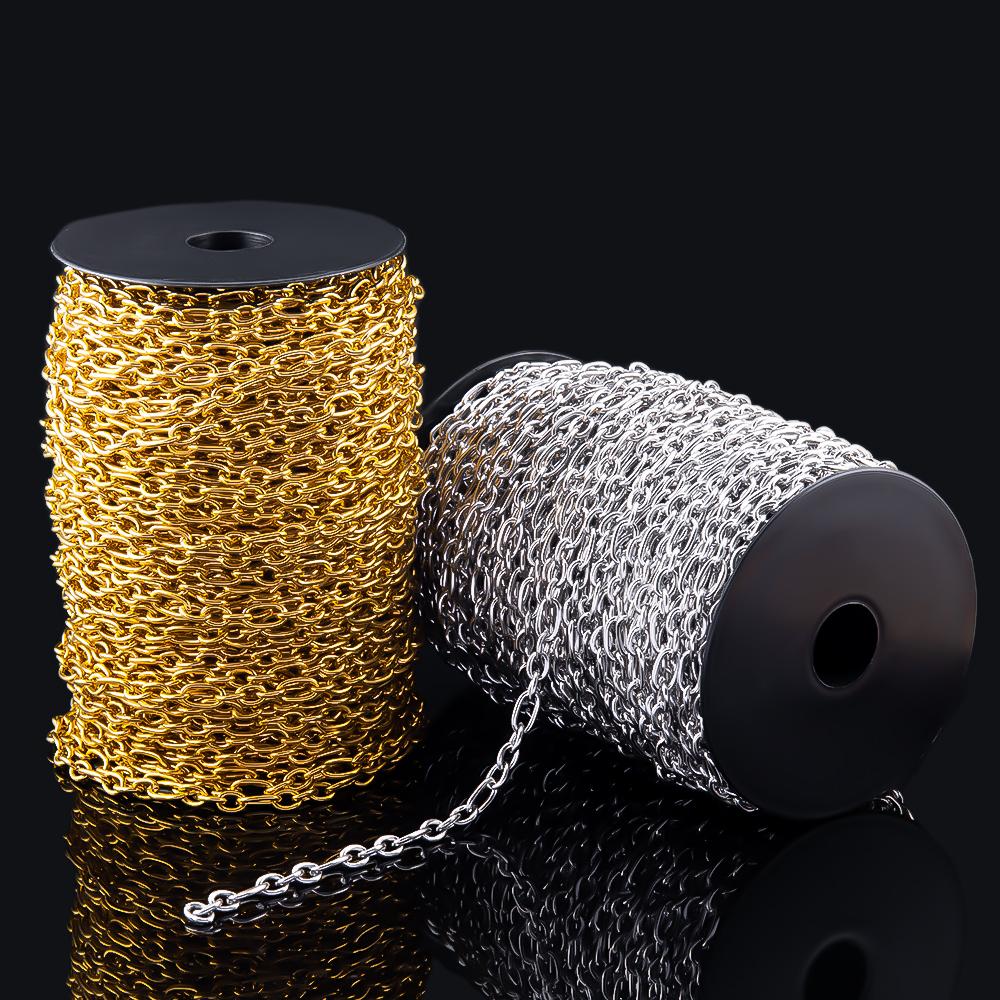 0.5M 1M Geometry Open Ring Round Necklace Chain Stainless Steel Circle Link Chains DIY Women Bracelets Jewelry Making Body Chain