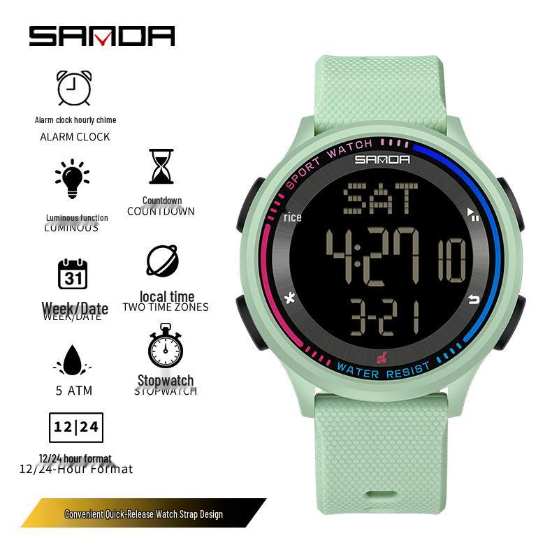 Sanda Leuchtende Wasserdichte Unisex Multifunktionale Armbanduhr: Trendig & Modisch für Jugendliche