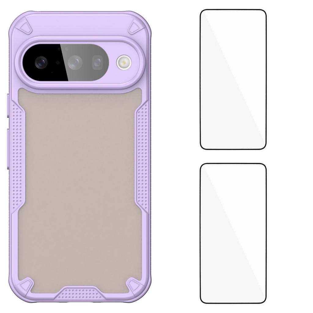 For Google Pixel 10 Back Cover WANLONFENG MFFJ2 Series TPU+Acrylic Phone Case with 2PCS Tempered Glass