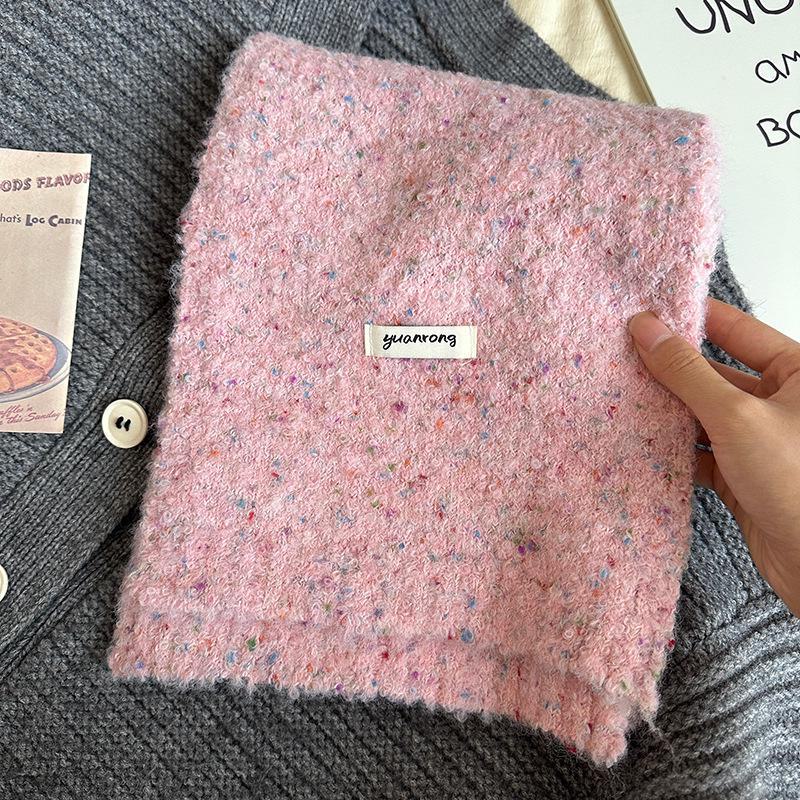 

Nian Ke шерстяной вязаный шарф в горошек для женщин: Роскошно мягкий и уютный, идеально теплый и стильный парный аксессуар для зимы. 160*25 розовый