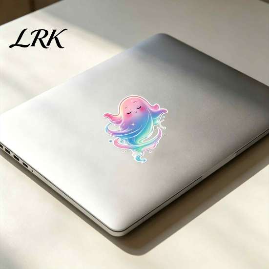 Ghost Wall Stickers Halloween Cute Window Stickers, Rainbow Gradient Cartoon Decals, Holiday Home Decor Waterproof Self-Adhesive for Car Removable PVC