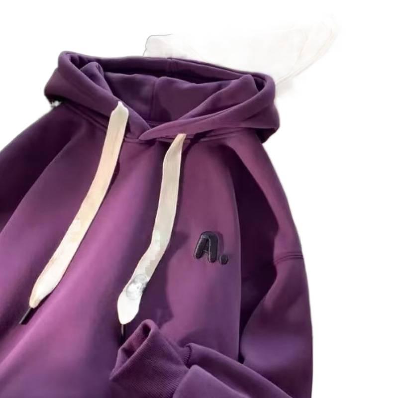 American Trendy Streetwear: Men's Hipster Hooded Sweatshirt, 2025 Autumn/Winter, Loose Couple Style, Plus Velvet