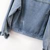 Women's Casual Korean Style Short Denim Jacket - Washed, Slimming, Spring/Autumn 2025