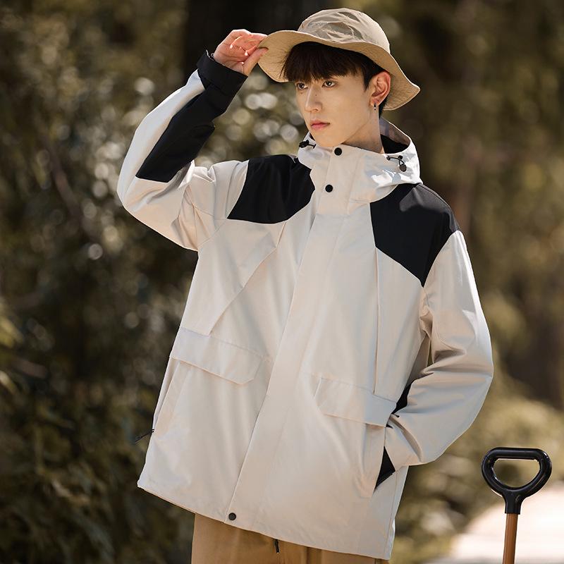 Korean Style Men's Loose Fit Outdoor Suit: 3-in-1 Winter Windbreaker