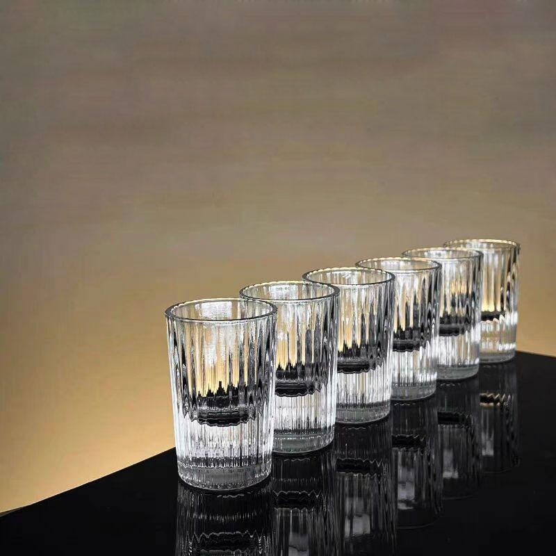 6 Piece Set of Ins Vertical Pattern Glass White Spirit Glasses Simple Spirits Glasses One-sipped Glasses Small Glass Cups Gifts