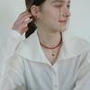 modernlike Silver 925 Coral Red Pearl Necklace 4mm