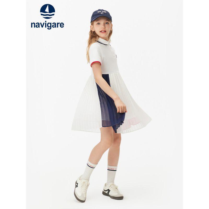 Navigare Italian Small Sailboat Children's Clothing Girls' Polo Skirt 2026 Summer Stylish Children's Sports Skirt