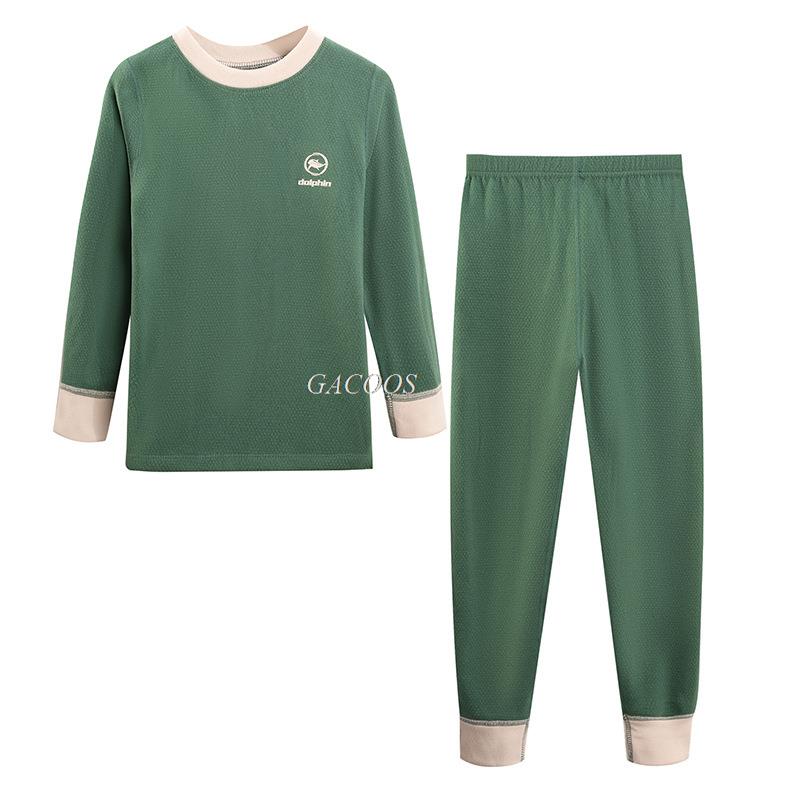 Autumn Winter Thermal Underwear Suit Girls Clothing Sets Boys Pajama Sets Baby No Trace Warm Sleepwear Solid Color Child Clothes