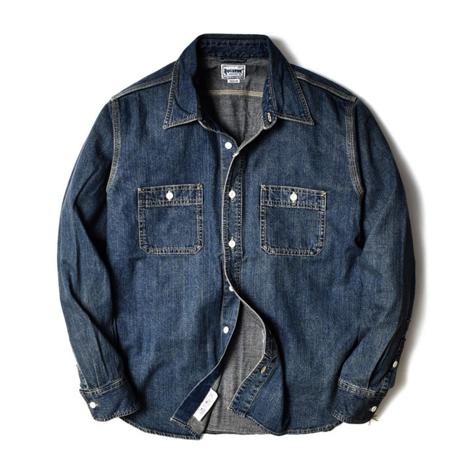 

Houston Long Sleeve Denim Shirt Work US Men s (American Casual, Faded, Shirt, Cotton) (XL, Vintage)
