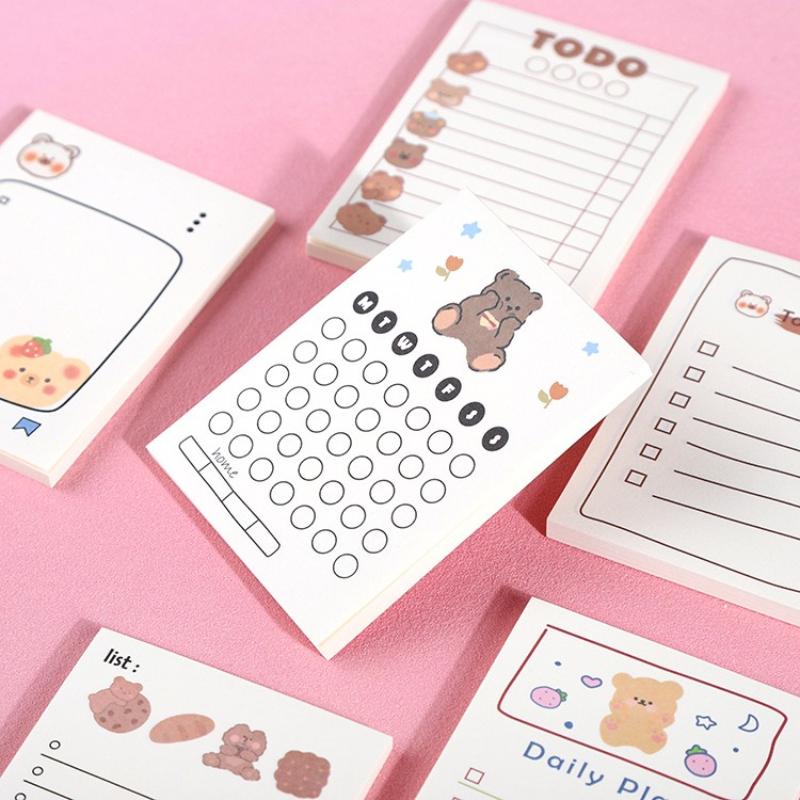 Kawai Stationery Bear Notebook 50 Page Small Portable Tearable and Adhesive Paper Lovely Office Student Plan Message Notes