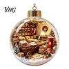 Xmas Fireplace Hanging Ornaments Glowing Christmas Story Ornament, Light-Up 3D Ball with Warm LED, Mini Garden Holiday Scene Clear Decoration