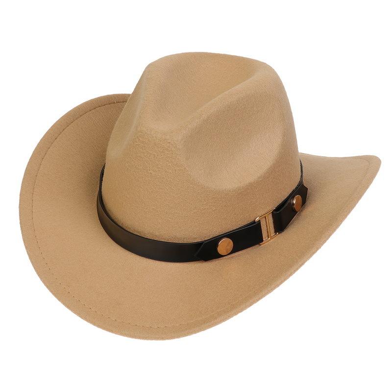 Western Cowboy Top Hat Spring And Autumn New Jazz Hat Big Brim Pentagram Belt Accessories Felt Hat Men And Women