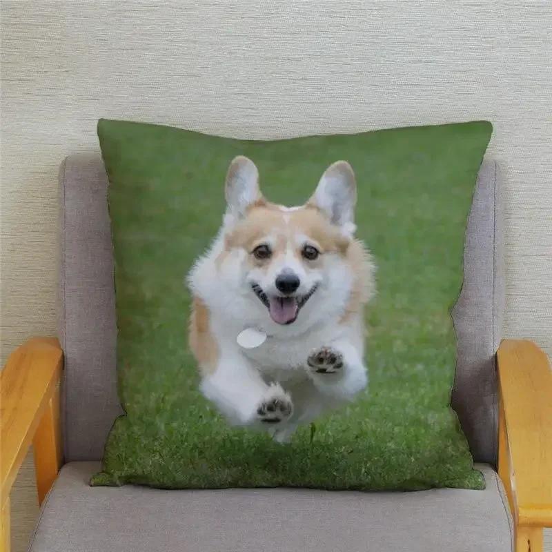 Cute Welsh Corgi Pembroke Dog Cushion Cover Pillow Case Home Decor Animal   Sofa Car