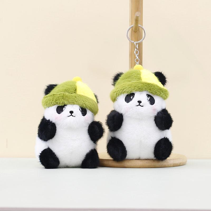 Charming Short Plush Panda Pendant Cute Hat Stuffed Animal Keychain For Kids