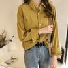Temperament Mode Herbst Winter Damen Rollkragen Gestreift Einreiher Taschen Schlichtheit Büro Dame Langarm Hemden Oberteile