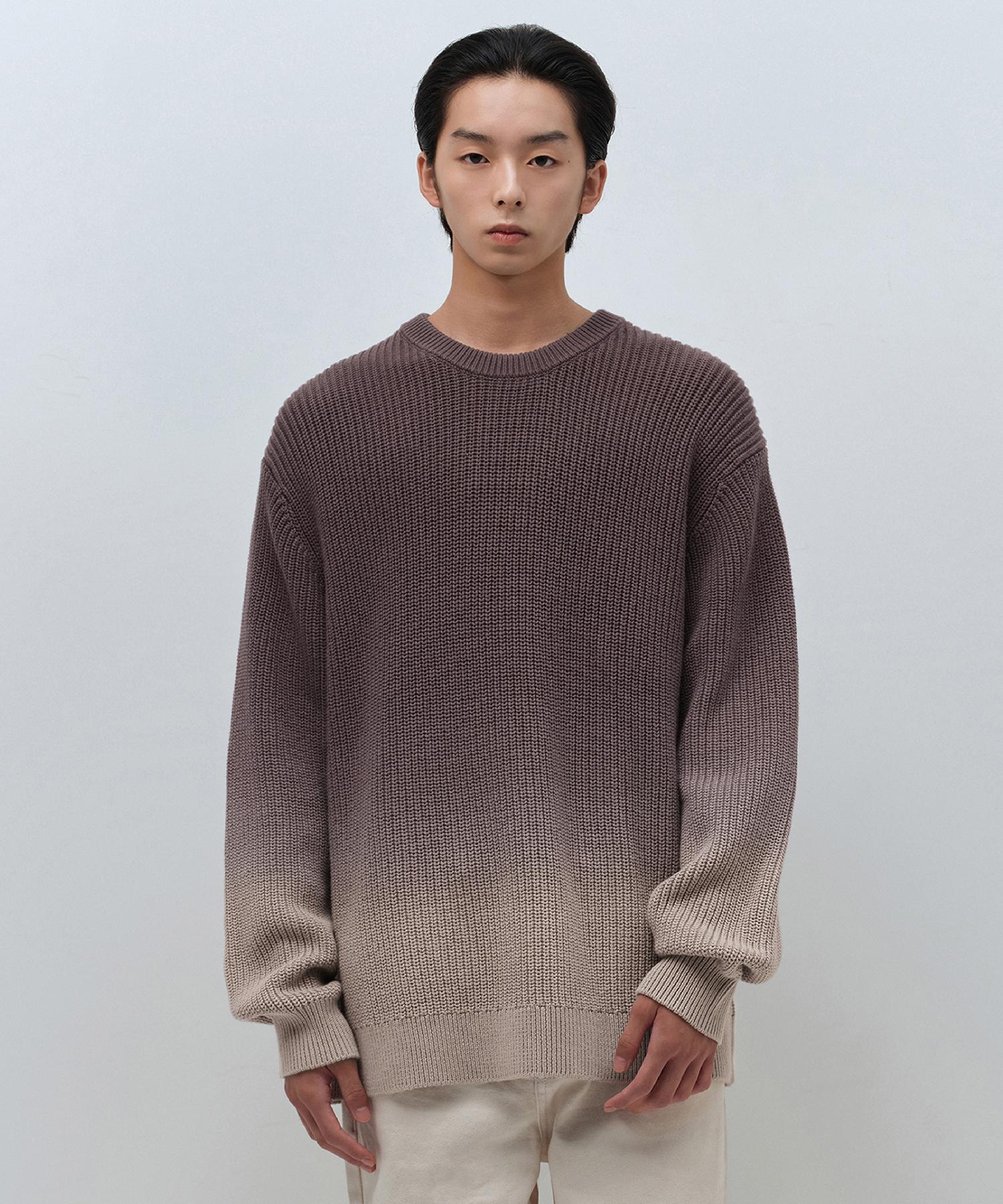 Musinsa Standard Gradient Ribbed Crew Neck Knit [Brown] Brown/S