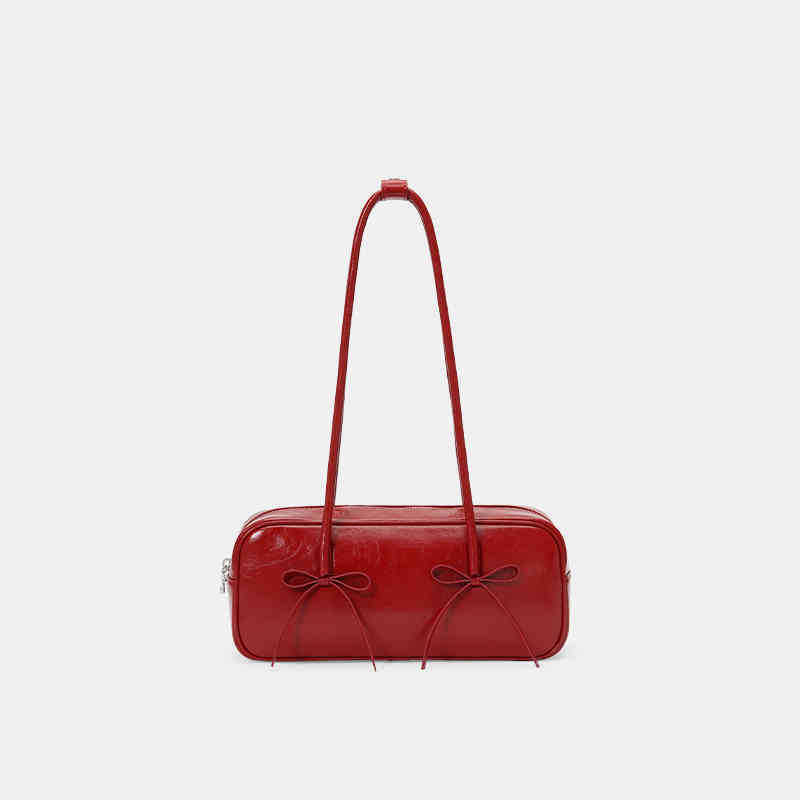

Spring/summer Niche Autumn/winter Bow Red Bag, Simple Women s Baguette Bag, Large Capacity Commuting Versatile Shoulder Bag