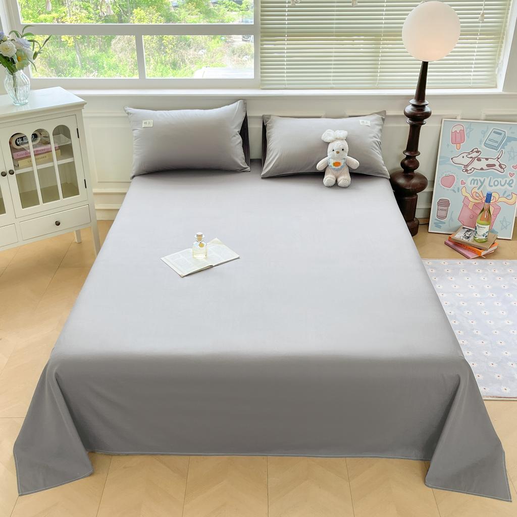Yongyouwan Cotton Solid Color Double Piece Bed Sheet
