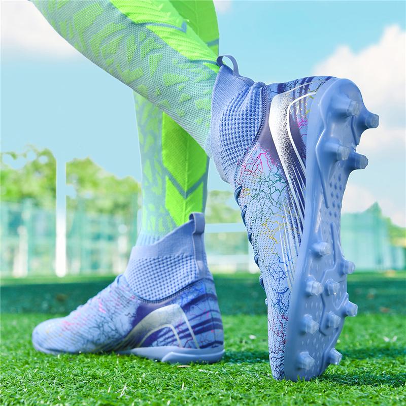 Men/Women's Football Boots Short -Nail High -top Socks Port for Artificial Lawn Children Football Shoes