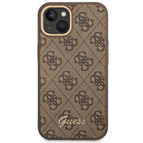 Étui pour iPhone 14 Plus Guess Rigide 4G Vintage Logo Doré Marron