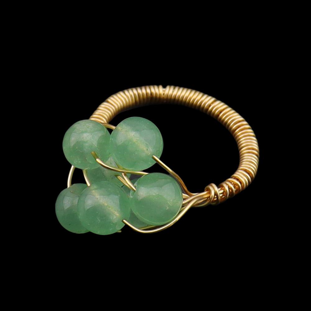 Европейское Ретро Натуральный Камень Кристалл Агат Гипсофила Плетеное Кольцо