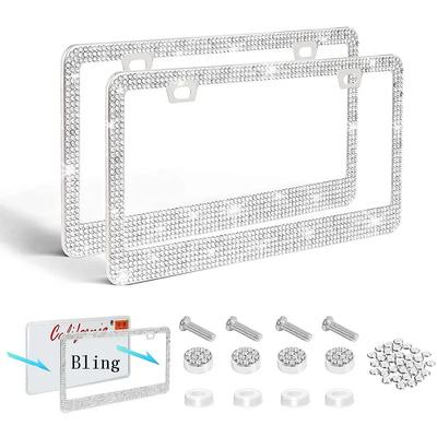 1/2Pcs 31*16cm Car Bling Crystal License Plate Frame Women Rhinestone License Plate Frame Cover Holder Car Accessories