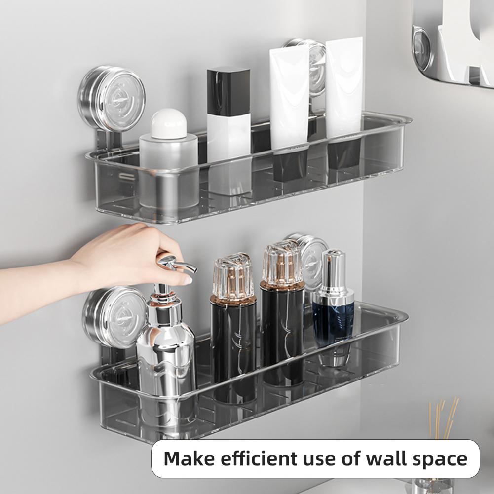 Suction Cup Storage Basket Wall-mounted Suction Cup Storage Rack Bathroom Caddy Makeup Storage Shelf Bathroom Accessories