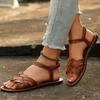 Summer flat woven elastic band retro women's sandals