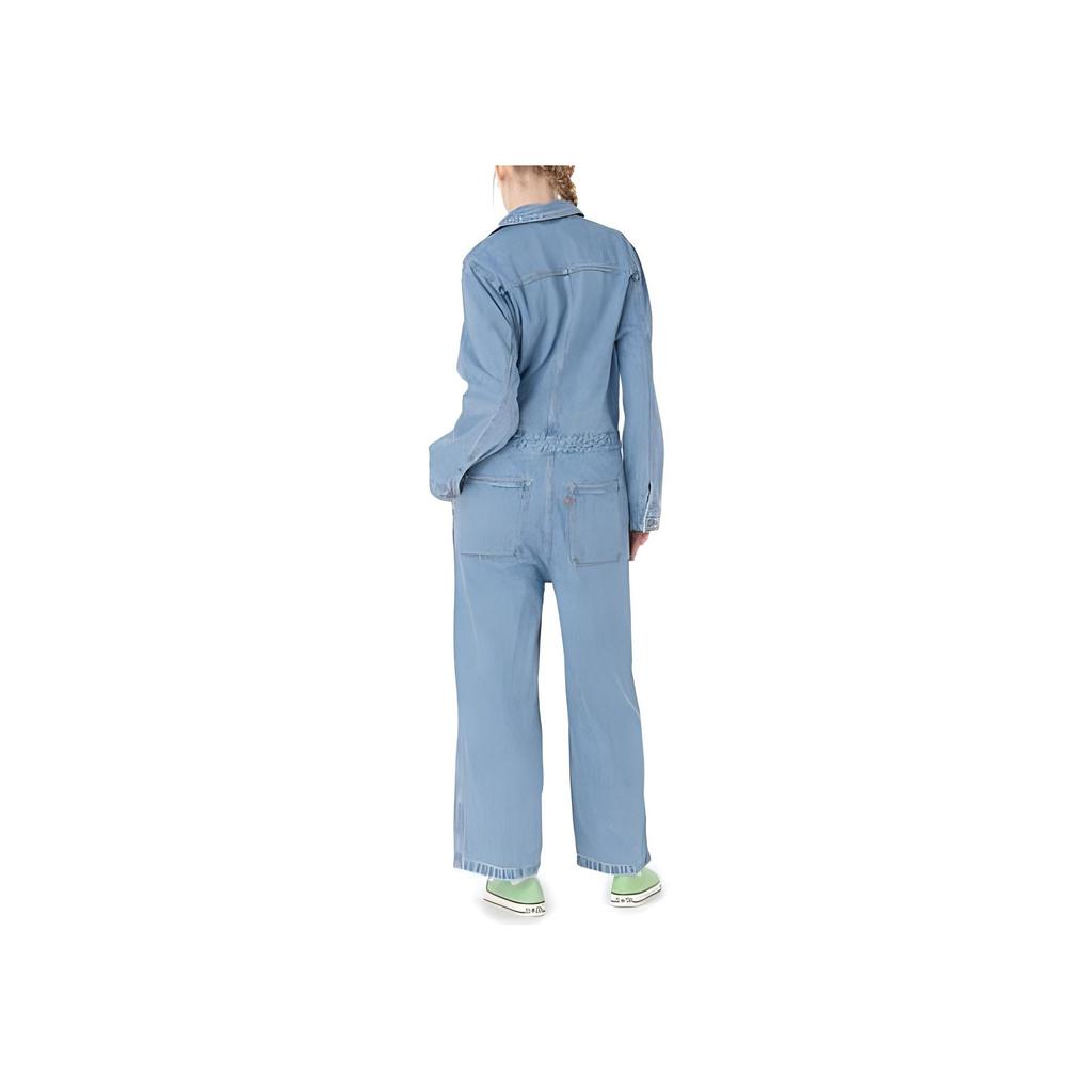 Levis Solid Color Fitted Long Sleeve Straight Leg Jumpsuit Women Jumpsuit Blue A5930-0000