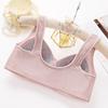Plus-size front-fastening nursing bra: wire-free, push-up, side-cinched, thin-cup, button-fastening camisole-style bra