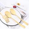 Silver 4Pcs Stainless Steel Cutlery Set Serving Utensils Buffet Catering Dinnerware Set Serving Colander Spoon Fork Flatware Set