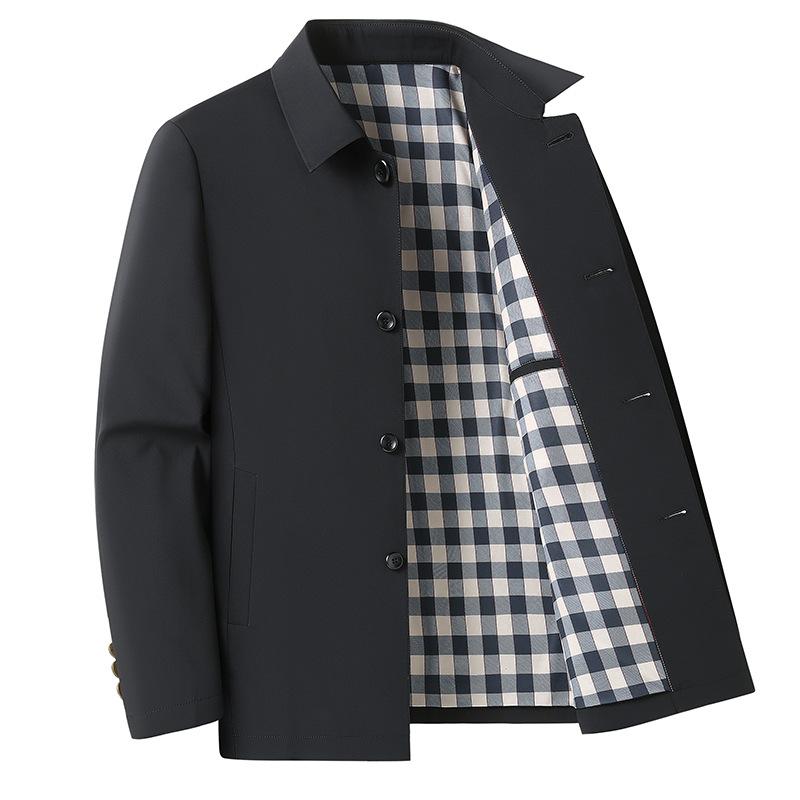 

New Jacket Men s Coat Spring and Autumn Middle-aged Men s Lapel Jacket High-end Business Casual Jacket Dad 4XL чёрный